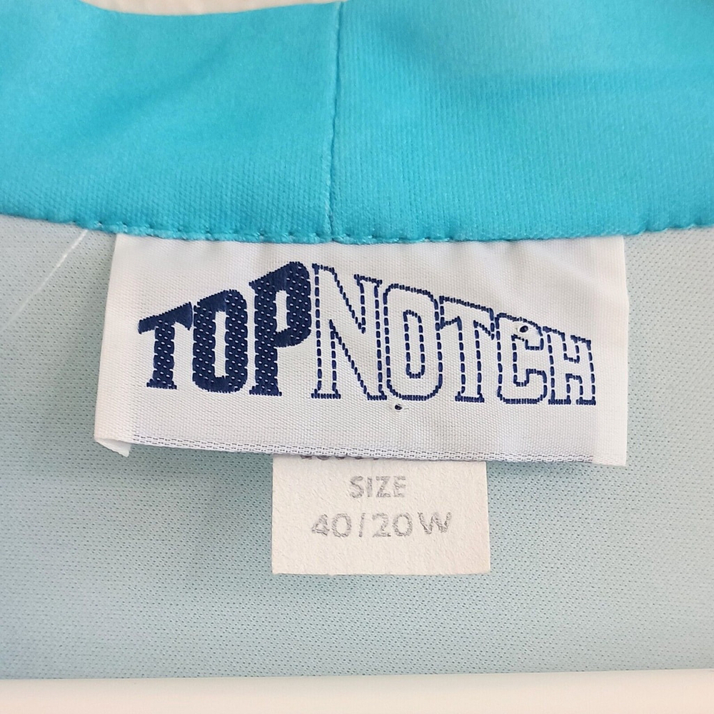 Vtg Top Notch Layered Open Front Shirt 3/4 Sleeve Turquoise Hawaiian Sz 40/20W - Picture 8 of 9
